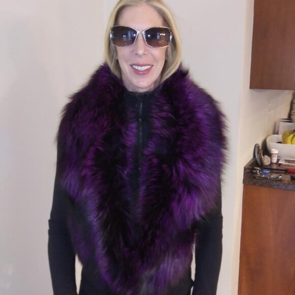 NEW stunning Purple FOX real Fur SAGA Collar Scarf Scarve-only one in this color - Picture 2 of 3